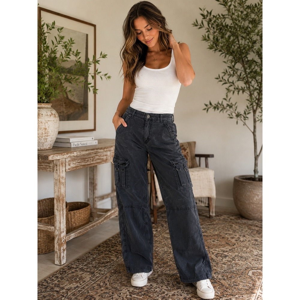 American Eagle Pants Womens 00 Black Cargo Gorpcore Grunge Y2K Utility